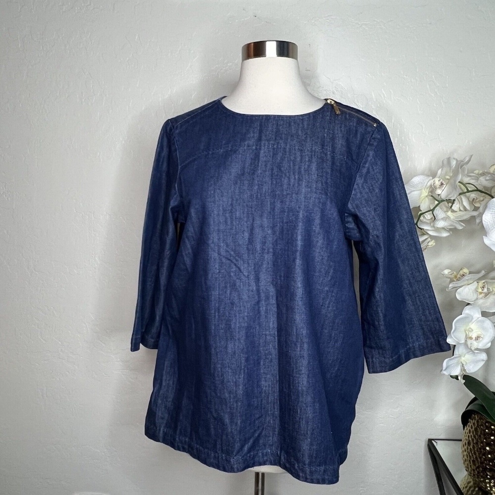 martha stewart everyday zipper denim top S